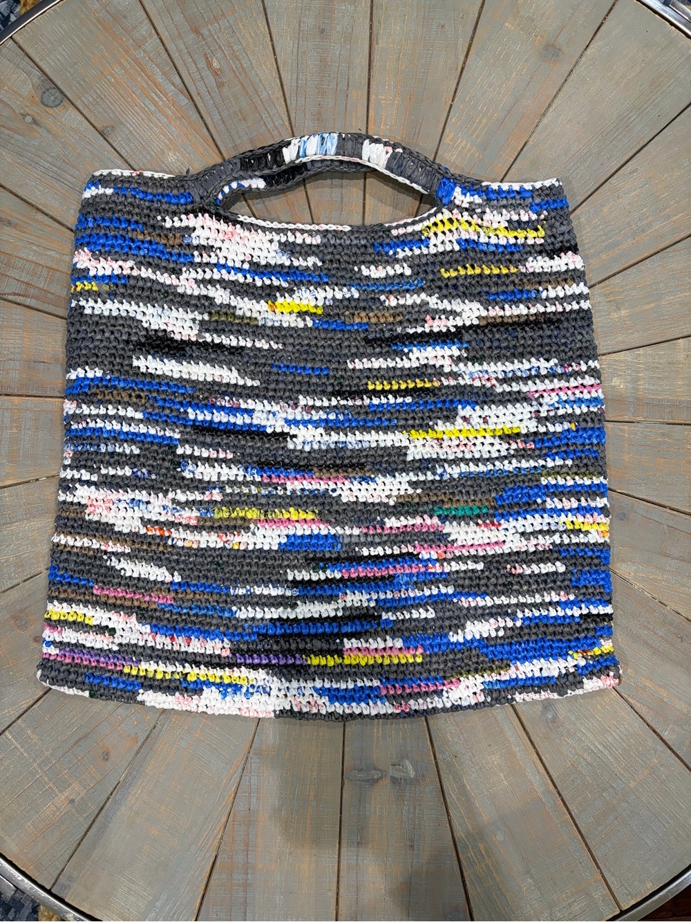 Large Handmade “plarn” Crochet Tote Bag 18”x19”